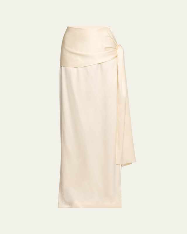 Mila Draped Silk Maxi Skirt
